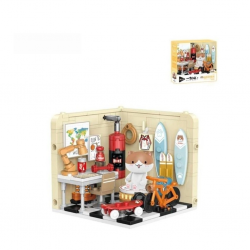 Mey İthalat® P885008 KEDİ ÇALIŞMA 238 PARÇA ODASI BLOCK OYUNCAK