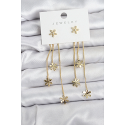 Mey İthalat® Papatya Model Gold Renk Pirinç Sallantılı Kadın Küpe