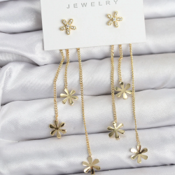 Mey İthalat® Papatya Model Gold Renk Pirinç Sallantılı Kadın Küpe