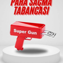 Mey İthalat® Para Saçma Tabancası Kırmızı Para Fırlatma Oyuncağı Parti Eğlencesi