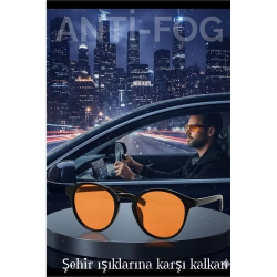 Mey İthalat® Parlama Önleyici Gece Sürüş Görüş Gözlüğü Sis Far Işık Önleyici Anti-Fog Gözlük