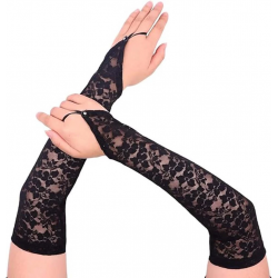 Mey İthalat® Parmak Askılı Zarif Gece Şıklığı Dantel Eldiven 40 cm