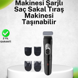 Mey İthalat® Paslanmaz Bıçaklı, Şarjlı ve Sessiz Saç Sakal Kesme Makinesi – Ev Kullanımı İçin İdeal