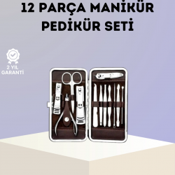 Mey İthalat® Paslanmaz Çelik Çok Fonksiyonlu 12 Manikür Seti