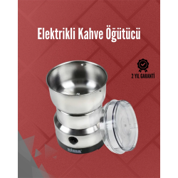 Mey İthalat® Paslanmaz Çelik Elektrikli Kahve Değirmeni | Sessiz, Hızlı, Çok Amaçlı Öğütücü (200W)