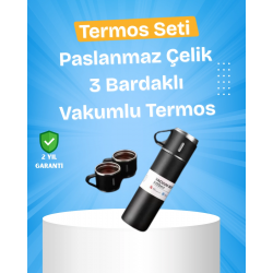 Mey İthalat® Paslanmaz Çelik Termos Seti | 500 ml Kapasite, 6-12 Saat Isı Koruma, Hediye Kutulu