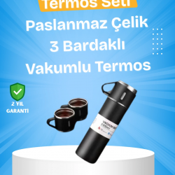 Mey İthalat® Paslanmaz Çelik Termos Seti | 500 ml Kapasite, 6-12 Saat Isı Koruma, Hediye Kutulu