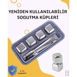 Mey İthalat® Paslanmaz Metal Buz Küpleri-Çok Amaçlı Kullanıma Uygun