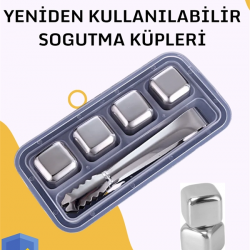 Mey İthalat® Paslanmaz Metal Buz Küpleri-Çok Amaçlı Kullanıma Uygun