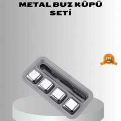 Mey İthalat® Paslanmaz Metal Buz Küpleri Seti Klipsli Sulandırmadan Soğutma Özellikli