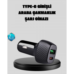 Mey İthalat® PD Destekli 38W Araç Şarj Başlığı Type-C + USB Çift Çıkış Hızlı Şarj
