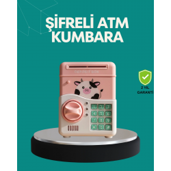 Mey İthalat® Pembe ATM Kasa Görünümlü Elektronik Şifreli Çocuk Kumbarası