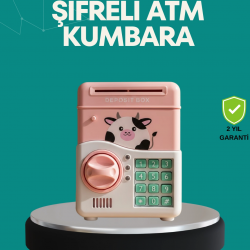 Mey İthalat® Pembe ATM Kasa Görünümlü Elektronik Şifreli Çocuk Kumbarası