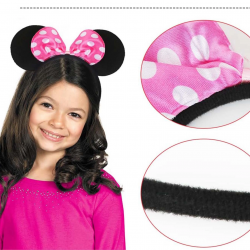 Mey İthalat® Pembe Fiyonklu Minnie Mouse Tacı Mini Kulak