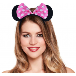 Mey İthalat® Pembe Fiyonklu Minnie Mouse Tacı Mini Kulak