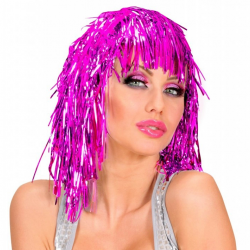 Mey İthalat® Pembe Fuşya Işıltılı Metalize Parti Peruğu