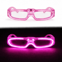 Mey İthalat® Pembe LED Işıklı Parti Gözlüğü 3 Modlu – Gece Eğlence Gözlüğü