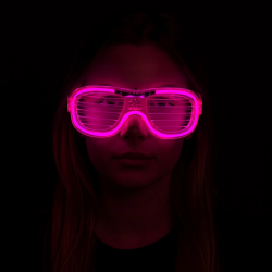 Mey İthalat® Pembe Led Işıklı Parti Gözlüğü - Neon Glow Şerit Gözlük 3 Modlu