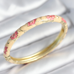 Mey İthalat® Pembe Renk Detaylı Mineli Kelepçe