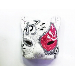 Mey İthalat® Pembe Renk İşlemeli Seramik Malzemeden İmal Venedik Kedi Model Magnet