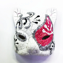 Mey İthalat® Pembe Renk İşlemeli Seramik Malzemeden İmal Venedik Kedi Model Magnet