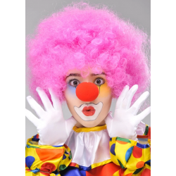 Mey İthalat® Pembe Renk Kıvırcık Afro Bonus Peruk Takma Saç ve Kırmızı Burun Seti