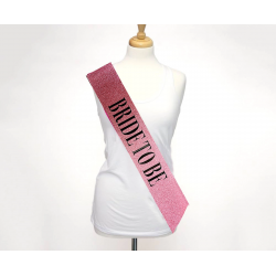 Mey İthalat® Pembe Üzeri Siyah Büyük Bride To Be Yazılı Simli Işıltılı Kuşak Kemer 10 cm Genişlik