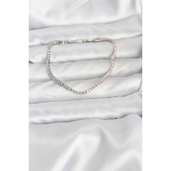 Mey İthalat® Pembe ve Beyaz Zirkon Taşlı Gümüş Renk Su Yolu Kadın Bileklik