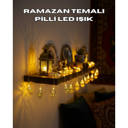 Mey İthalat® Pilli Altın Fenerli Ramazan Işıkları Dekoratif LED Zincir