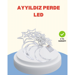Mey İthalat® Pilli Çalışan Yıldız Ay Perde Led Işık 2 Modlu Dekorasyon