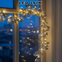 Mey İthalat® Pilli Gümüş Yaprak LED Işık Ev İçi ve Yılbaşı Dekor Aydınlatması