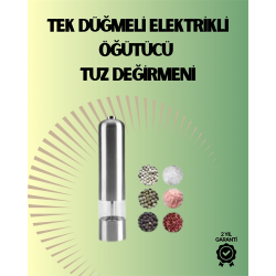 Mey İthalat® Pilli Otomatik Baharat Değirmeni Gıda Sınıfı Çelik Sessiz Öğütücü Alet