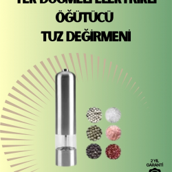 Mey İthalat® Pilli Otomatik Baharat Değirmeni Gıda Sınıfı Çelik Sessiz Öğütücü Alet