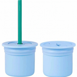 Mey İthalat®   Ham+Hüp Pipetli Silikon Bardak Seti Mineral Blue / Aqua Green