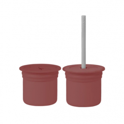 Mey İthalat®   Ham+Hüp Pipetli Silikon Bardak Seti Velvet Rose / Powder Grey