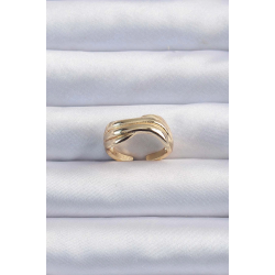 Mey İthalat® Pirinç Altın Renk Kıvrımlı Ayarlanabilir Yüzük