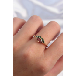 Mey İthalat® Pirinç Altın Renk Renkli Zirkon Taşlı Ayarlanabilir Karpuz Model Yüzük