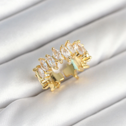 Mey İthalat® Pirinç Arpa Baget Zirkon Taşlı Kadın Yüzük