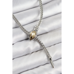 Mey İthalat® Pirinç Asansörlü Yılan Model Gümüş Renk Kadın Kolye