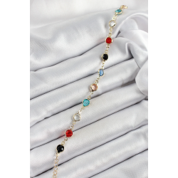 Mey İthalat® Pirinç Asorti Model Gold Renk Zirkon Taşlı Kadın Bileklik