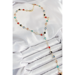 Mey İthalat® Pirinç Asorti Model Gold Renk Zirkon Taşlı Y Kolye