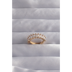 Mey İthalat® Pirinç Ayarlamalı Gold Renk Baget Taşlı Su Yolu Yüzük