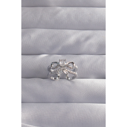 Mey İthalat® Pirinç Ayarlamalı Gümüş Renk Zirkon Taşlı 2li Görünüm Fiyonk Yüzük