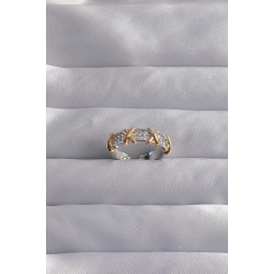 Mey İthalat® Pirinç Ayarlamalı Gümüş Renk Zirkon Taşlı XOXO Model Yüzük