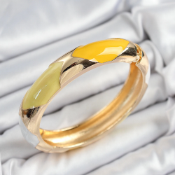 Mey İthalat® Pirinç Beyaz Yeşil Sarı Mineli Baklava Model Gold Renk Kadın Kelepçe