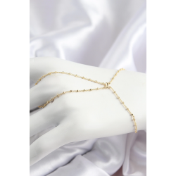 Mey İthalat® Pirinç Boncuk Zincirli X Model Gold Renk Kadın Şahmeran