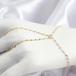 Mey İthalat® Pirinç Boncuk Zincirli X Model Gold Renk Kadın Şahmeran