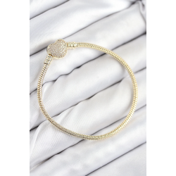 Mey İthalat® Pirinç Charm Zirkon Taşlı Kalp Model Gold Renk Kadın Bileklik