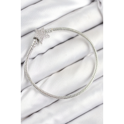 Mey İthalat® Pirinç Charm Zirkon Taşlı Yıldız Model Gümüş Renk Kadın Bileklik