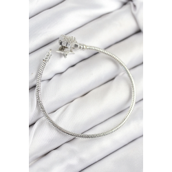 Mey İthalat® Pirinç Charm Zirkon Taşlı Yıldız Model Gümüş Renk Kadın Bileklik